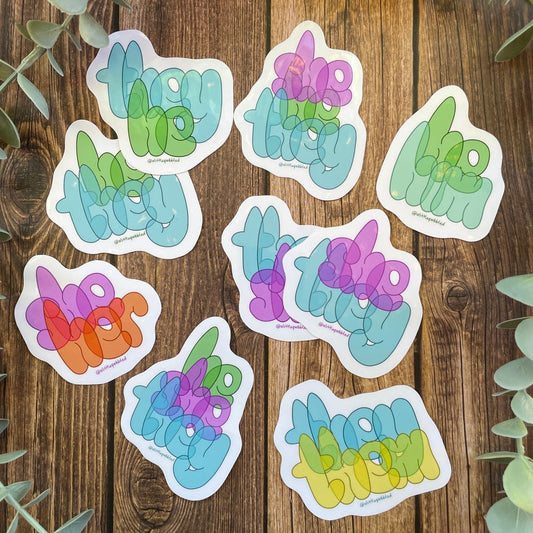 Pronoun bubbles stickers